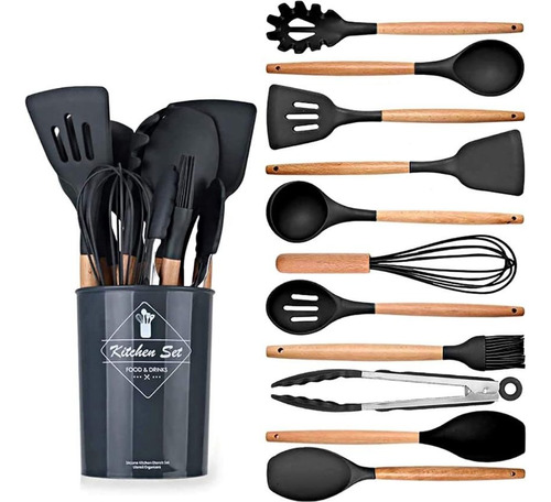 Set 12 Utensilios De Cocina Silicona Resistente Calor Juego