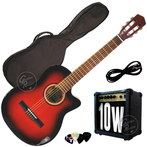 Guitarra Electrocriolla Corte Amplificador 10w + Accesorios