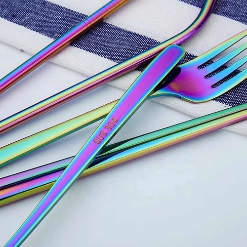 Set De 7 Cubiertos Tornasol + Incluye Bolsa