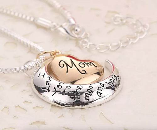 Imagen 5 de 7 de Collar Cadena Dije Mama Mujer Mom Color Plata Oro Garantia