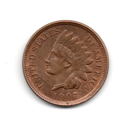 Estados Unidos Usa Moneda 1 Cent Año 1907 Km#90a Indian Head