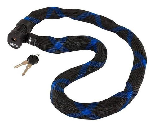 Cadeado Abus Ivera Chain 7210 C/ Chave Preto E Azul