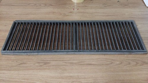 Grelha Linear Simples 35x100x1 De Ferro Fundido Com Caixilho