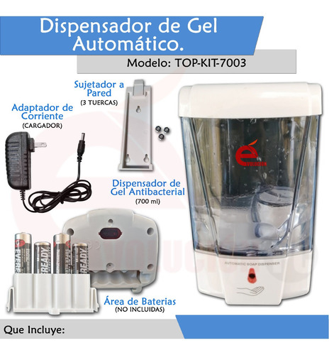 Imagen 5 de 9 de Dispensador De Jabón / Gel Automático Evita Contacto V8
