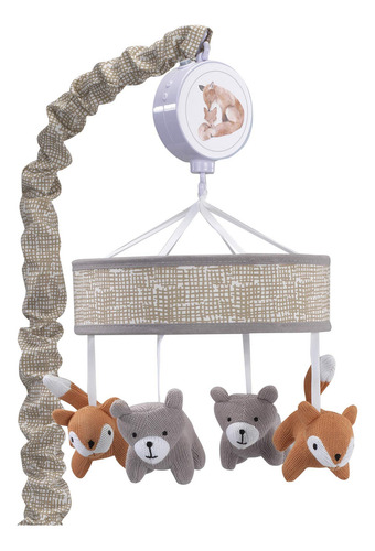 Lambs & Ivy Pintado Bosque Gris/beige Zorro Y Oso Cuna Music