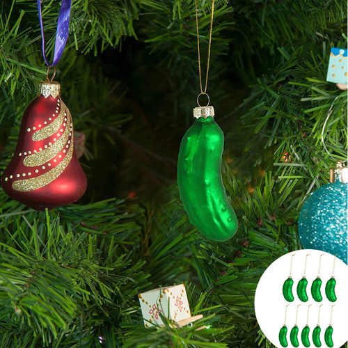 Adorno Navideño De Pepinillos, 9 Pepinos Decorativos Navideñ