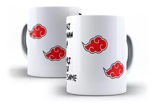 Caneca Akatsuki Com Nomes E Nuvem Vermelha Naruto