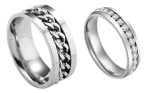 2 Anillos Parejas Novios Amantes Esposos Amor Color Plata