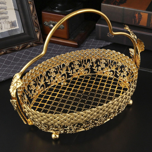 Cesta De Fruta De Metal Con Asa Para Decoración De Fiestas