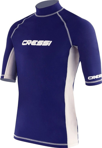 Playera Cressi Rashguard Natacion Buceo Manga Corta Azul
