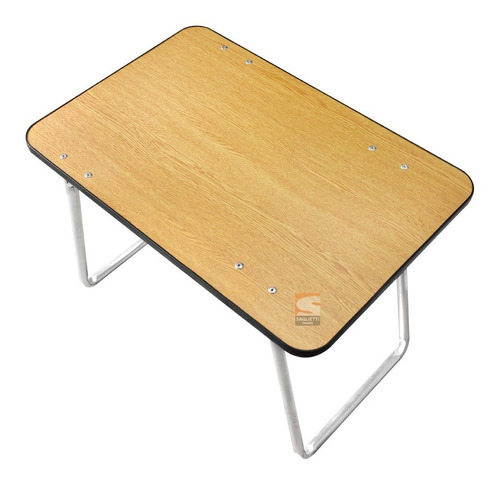 Imagen 1 de 9 de Mesa Plegable Aluminio Madera Melamina 68x45 Camping Balcón
