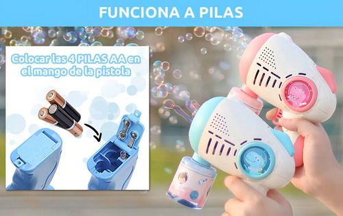 Burbujero Automático Pistola De Burbujas Con Luces A Pilas Rosa