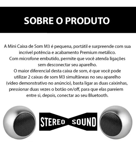 Imagem 3 de 9 de Kit 2 Caixinha Som Bluetooth Tws Metal Amplificada 3w Stereo