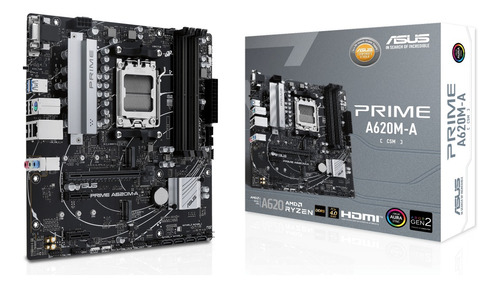 Tarjeta Madre Asus Prime A620m-a-csm Am5 Ddr5 Micro Atx Hdmi Color Negro