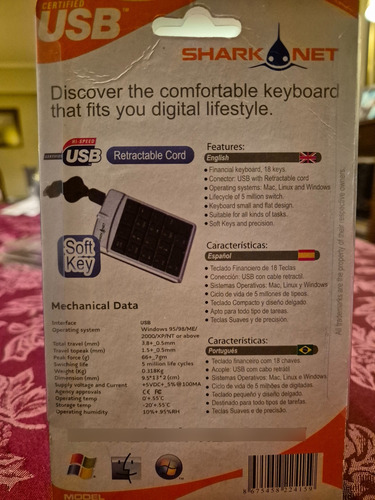 Teclado Numérico Con Tarjeta Usb Retractil Nuevo En Caja