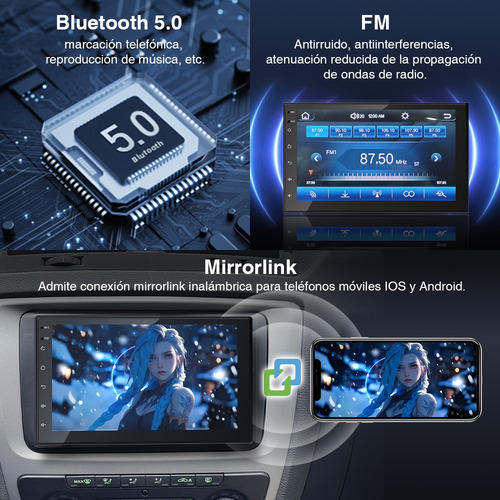 Auto Estéreo 1 Din 7'' Carplay Mirrorlink Mp5 Con Pantalla