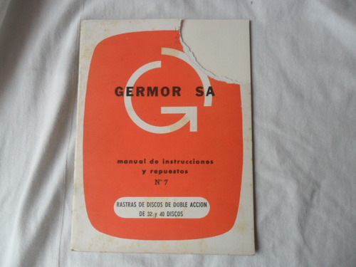 Manual Instrucciones Germor Rastra Discos Antiguo Tractor