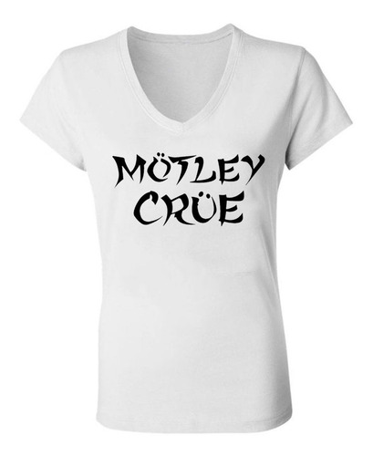 Remera Mujer Escote V Spun -  Motley Crue Logo