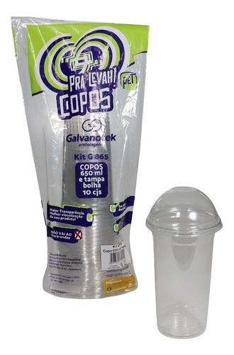 Copo Da Felicidade Com Tampa Bolha 650ml Sem Furo G865 50un Cor Transparente