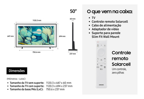 Samsung Vision Ai Tv 50 The Frame 4k Ls03f 2025, Tela Matte Antirreflexo, Molduras Customizáveis, Modo Arte, 7 Anos De Atualização