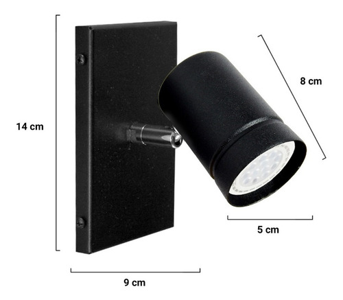 Imagen 2 de 10 de Lampara Spot Aplique Aplicar 1 Luz Negro Techo Sin Interes