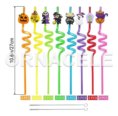 24pcs Pajitas Halloween Reutilizables - Fiesta Infantil