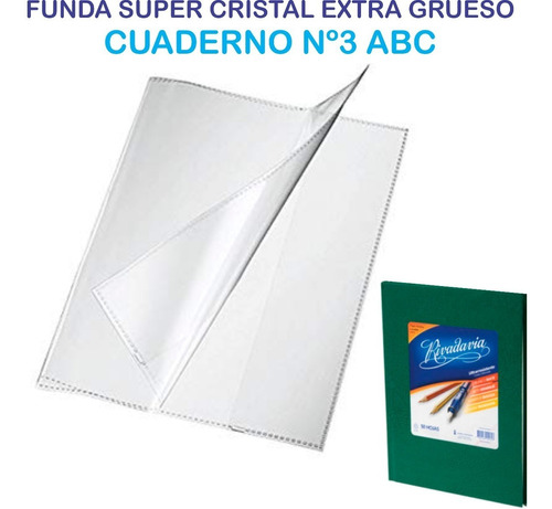 10 Fundas Cuaderno Abc Transparente Super Cristal Pvc Grueso