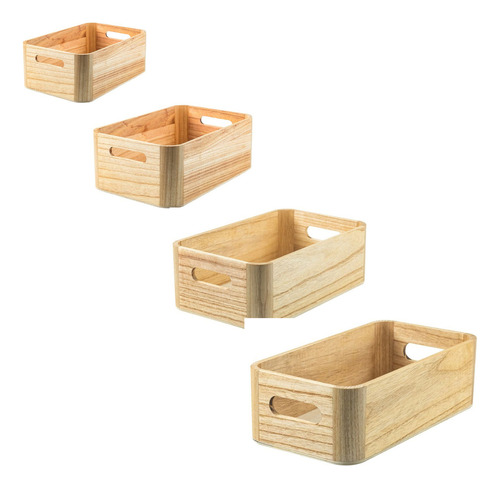 Caixas Decorativas De Ou  Domu   0cm De Largo X   0cm De Ancho X   0cm De Alto  Kit X 4 Unidades -  Natural