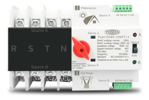 Interruptor De Transferencia Automática H9din Rail 4p Ats De