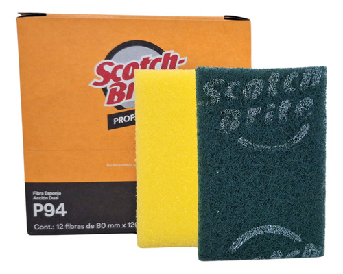 Fibra Verde Con Esponja Scotch Brite P-94 3m C/72 Pzas