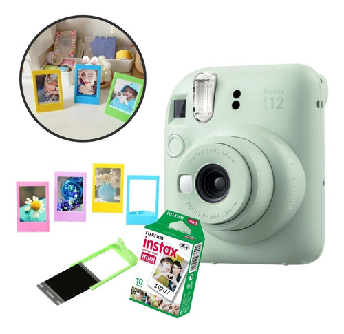 Câmera Instax Mini 12 Verde Com 5 Mini Porta Retratos