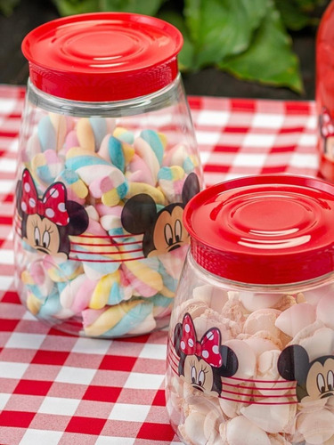 Kit 3 Jogo De Potes Porta Mantimentos Plástico Mickey Minnie
