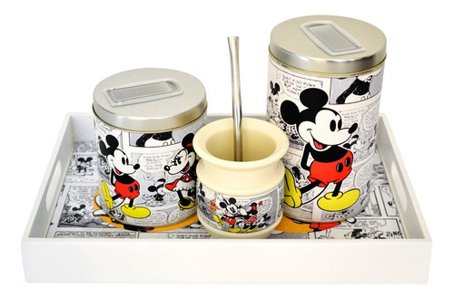 Kit Bandeja Desayuno Yerbera Azucarera Mate Mickey Mouse