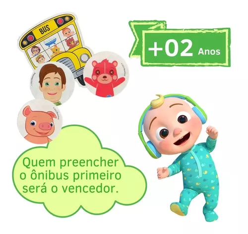 Jogo Bus Bingo Infantil Cocomelon Ônibus Peças Em Madeira Nf