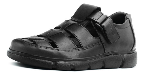 Sandalia Merano Para Caballero En Piel Ajuste T Color Negro
