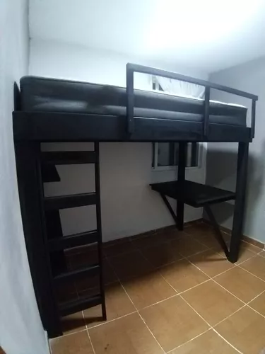 Cama Alta Con Escritorio Y Repisas