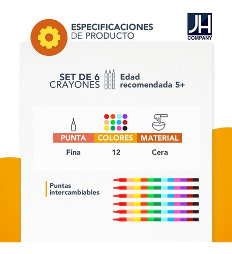 Imagen 6 de 6 de Set De 6 Crayon Puntas Intercambiables 13 Colores Mayoreo
