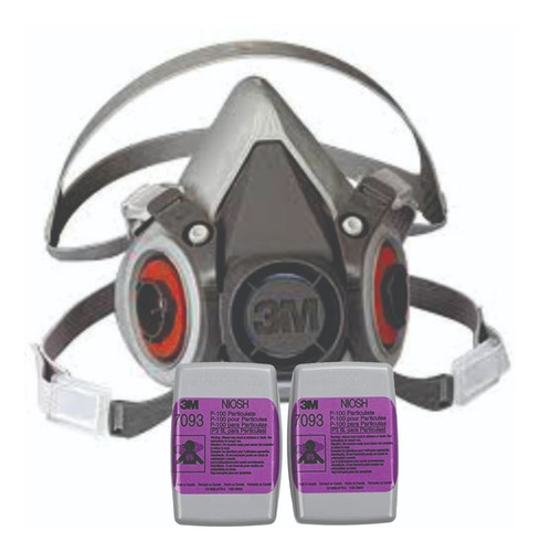 Respirador 3m 6200 + 2 Filtros 7093b P100
