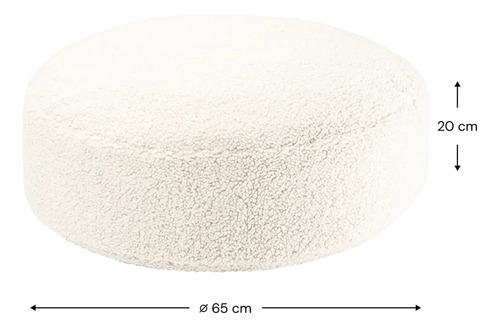 Puff De Suelo Almohadon Fiaca Redondo Boucle Blanco