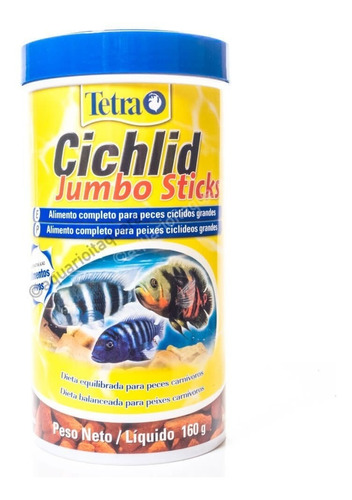 Ração Tetra Cichlid Jumbo Sticks 160g Para Peixe Ciclídeo