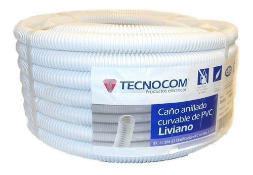 Caño Corrugado Blanco Ingnifugo 1 1/2 Pulgada Rollo X25 Mts