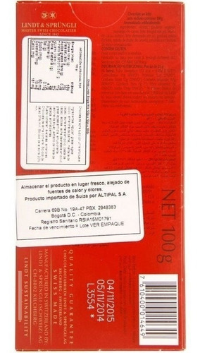 Imagen 2 de 5 de Oferta Del Dia Chocolate Lindt Milk Lindor Singles X 100g Te