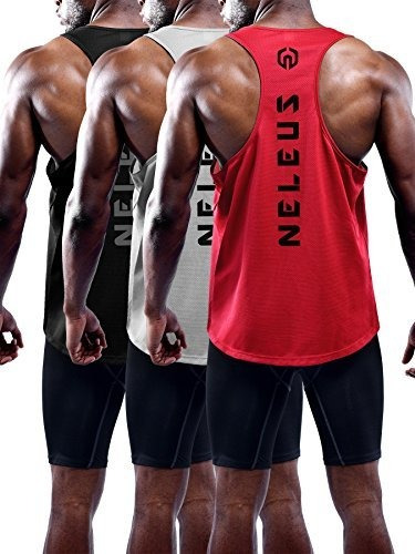 Neleus Men  S 3 Pack Dry Fit Y-back Muscle Tank Top