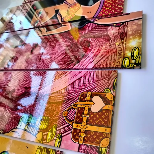 Cuadro Decorativo Moderno Billete 100 Dolares 5 Piezas
