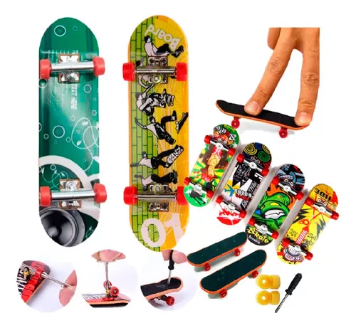 Kit 5 Skate Dedo Profissional C/ Lixa Rolamento FingerBoard