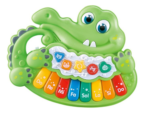 Teclado Musical Infantil Crocodilo Colorido - Shiny Toys