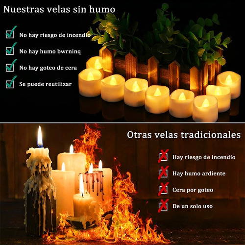24 Velas Led Lightdot Efecto Llama Simulada Con Pilas