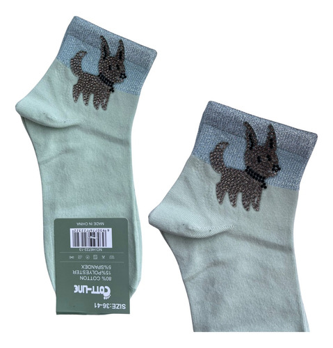 6 Pares De Calcetines Tines Diseño Único Moda Con Piedras Perrito 36-41