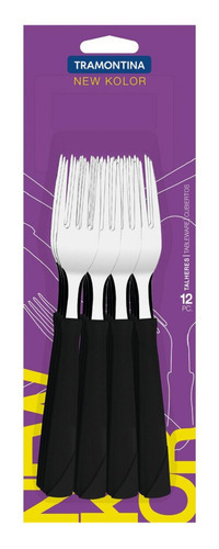 Tenedor De Mesa New Kolor Negro Set X12 Tramontina