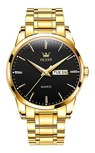 Reloj Hombre Olevs Relojes De Oro Y Negro Para Hombres Reloj